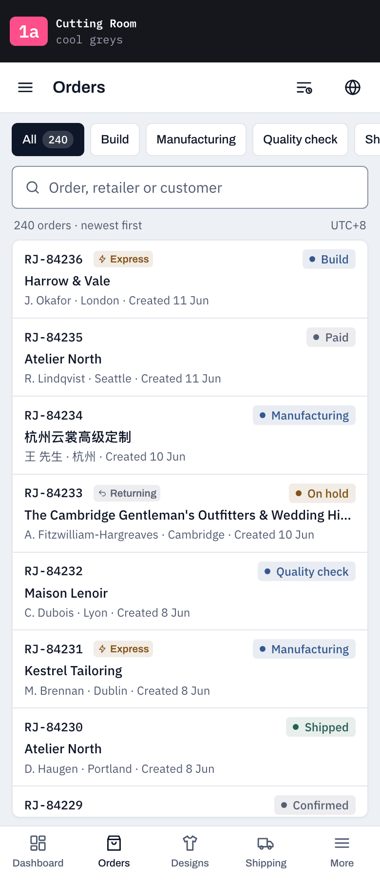 1a Orders · phone 390
